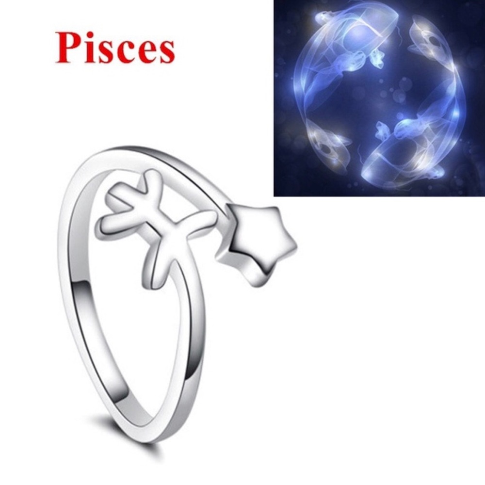 Pisces Zodiac Sign & Star Ring